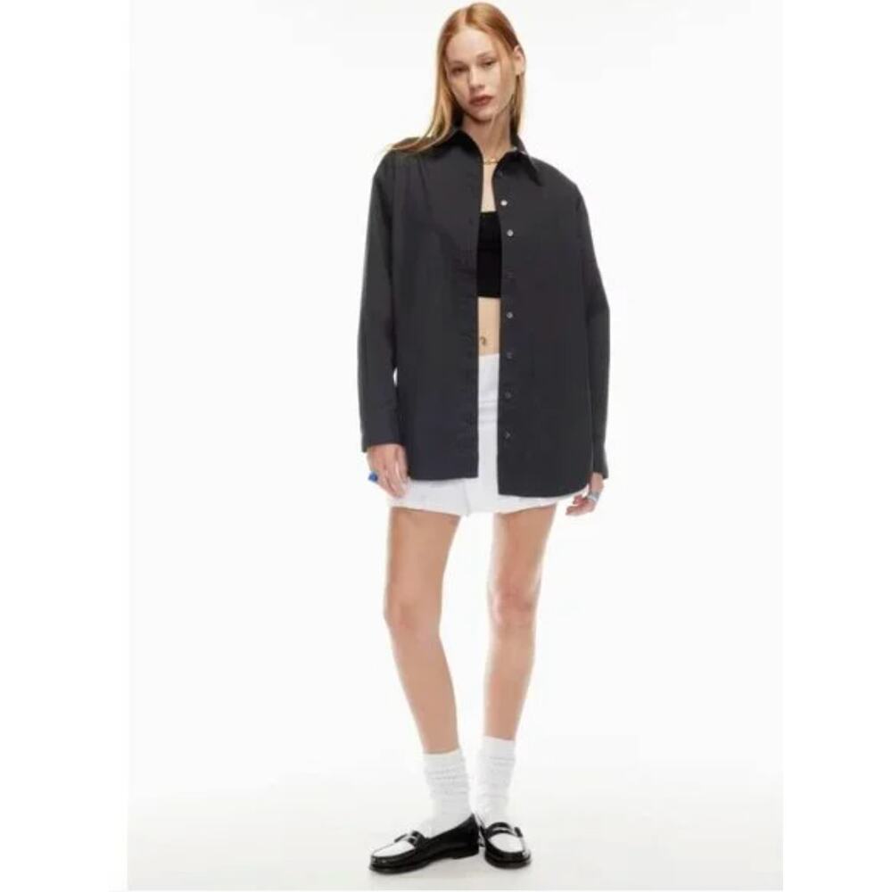 Aritzia Sunday Best Black Oversized Cotton Button Down Shirt M